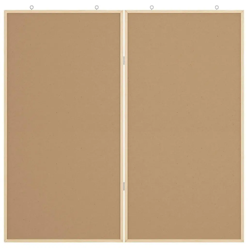 Folding Bulletin Board Solid Pine Wood White 100x100cm Wall Mount Display Smooth Surface