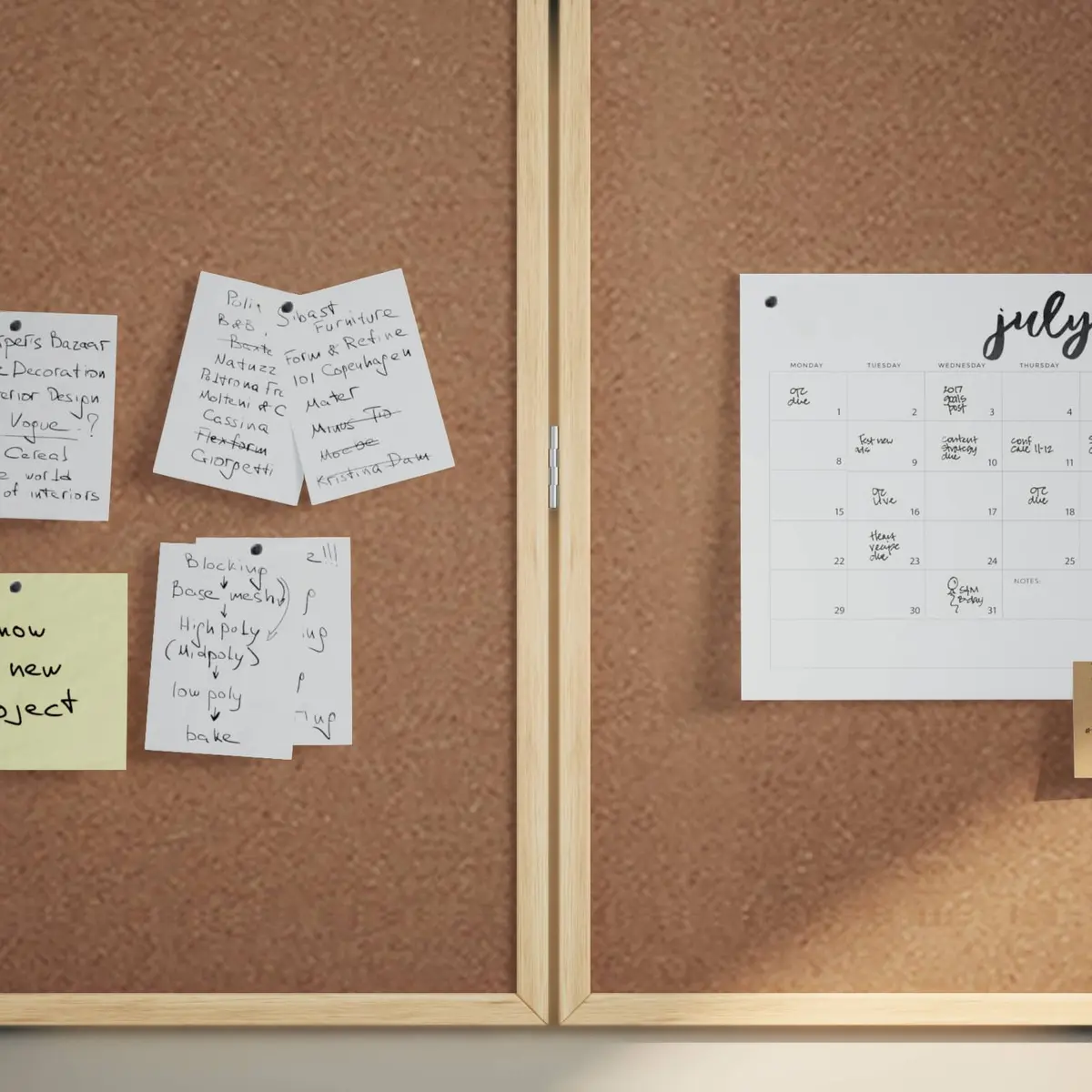 Folding Pine Wood Bulletin Board 100x100cm Brown Space Saving Office Display