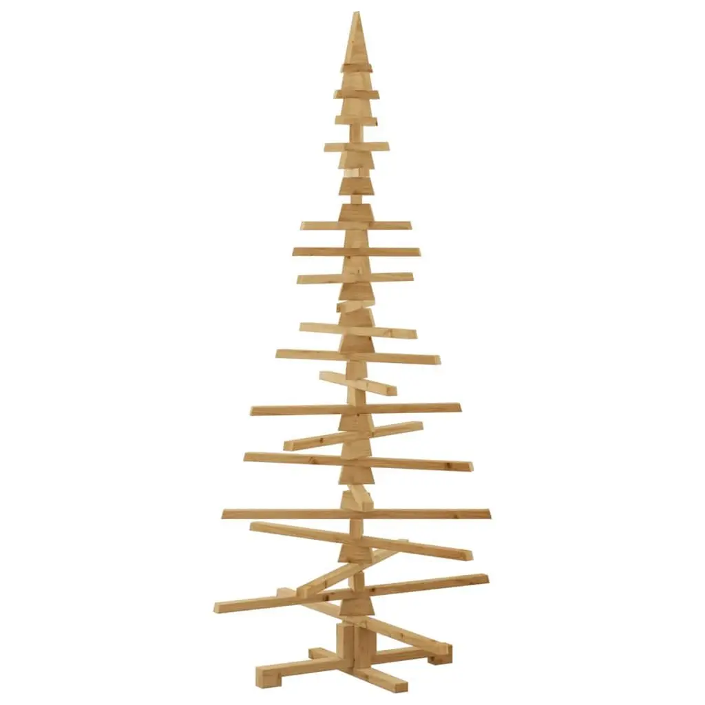 Wooden Christmas Tree Solid Pine 180cm Brown Adjustable Branches DIY