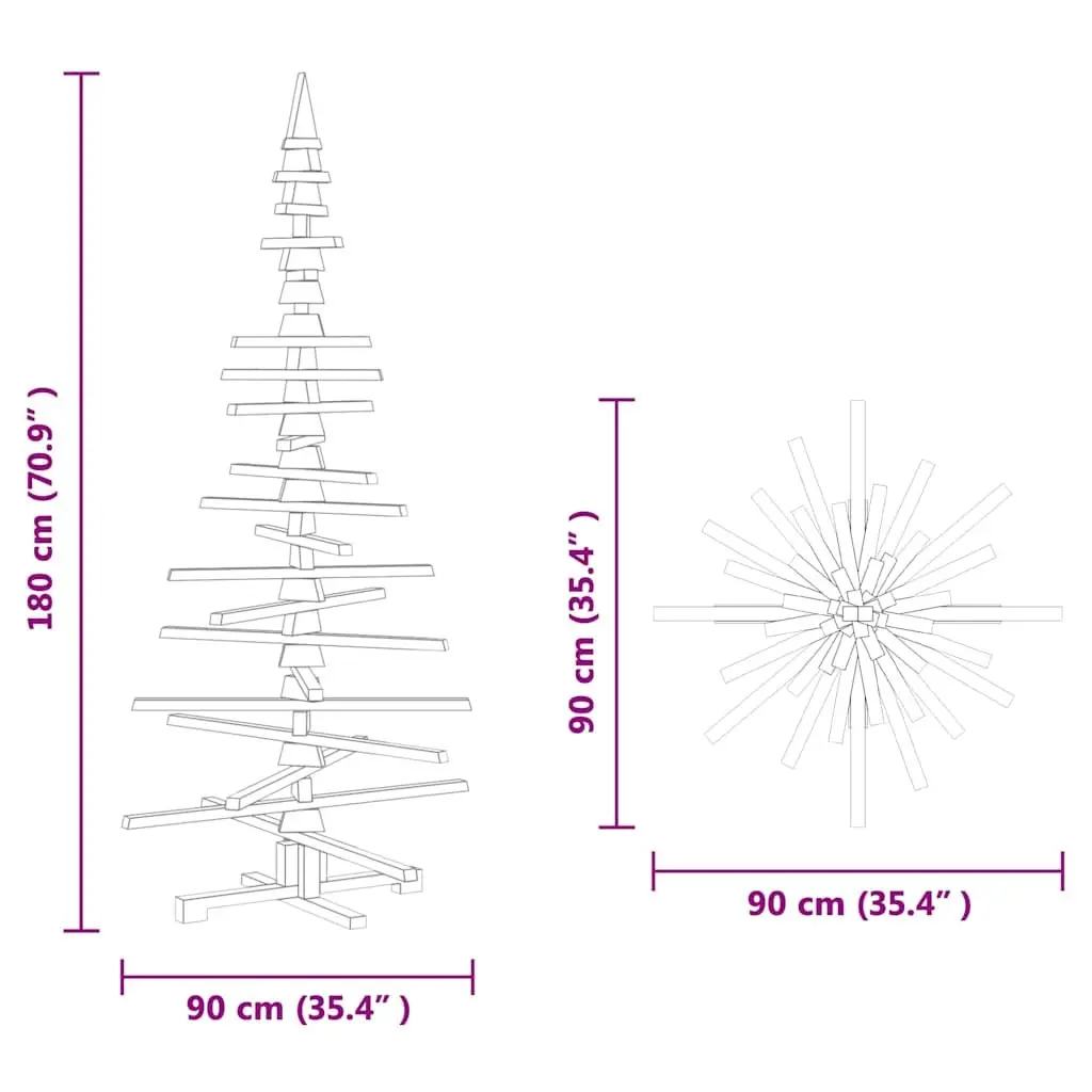 Wooden Christmas Tree Solid Pine 180cm Brown Adjustable Branches DIY