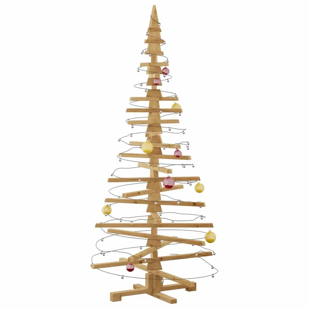 Wooden Christmas Tree Solid Pine 180cm Brown Adjustable Branches DIY