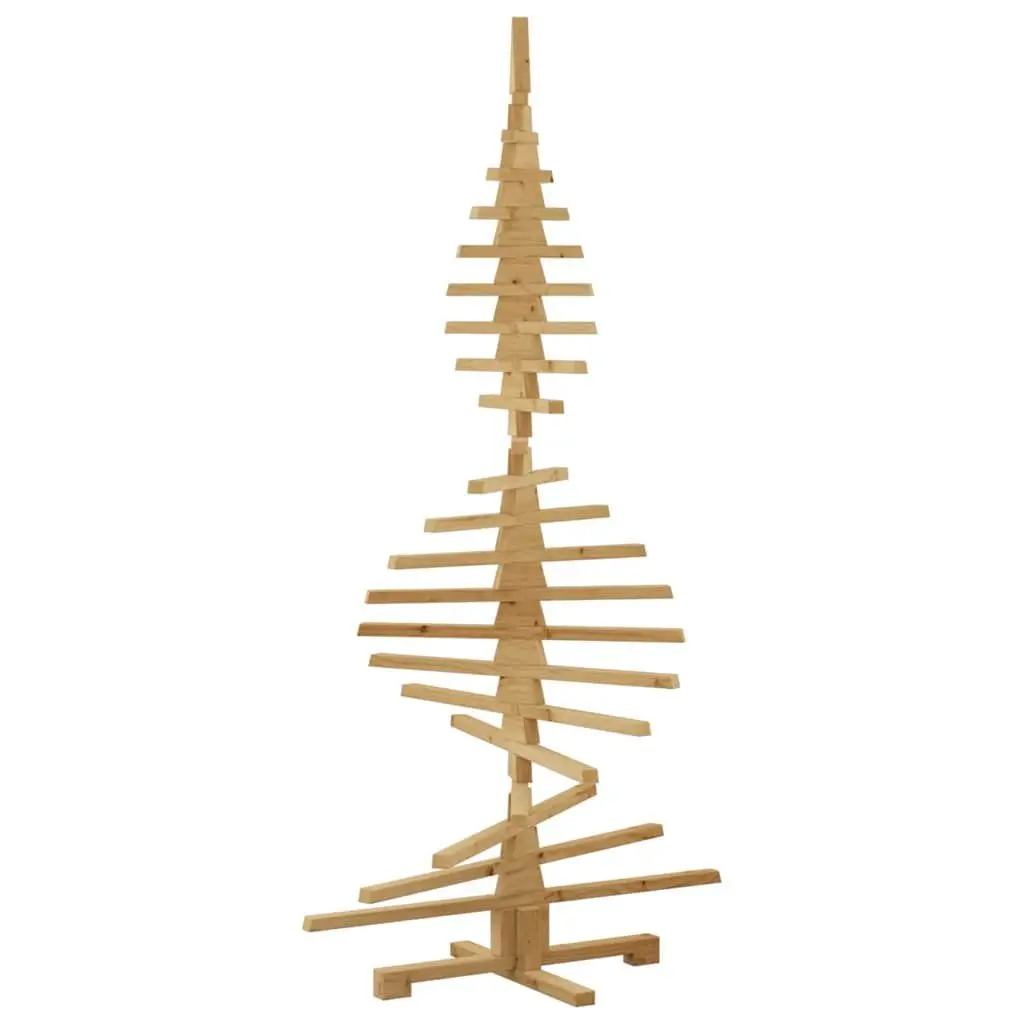 Wooden Christmas Tree Solid Pine 180cm Brown Adjustable Branches DIY