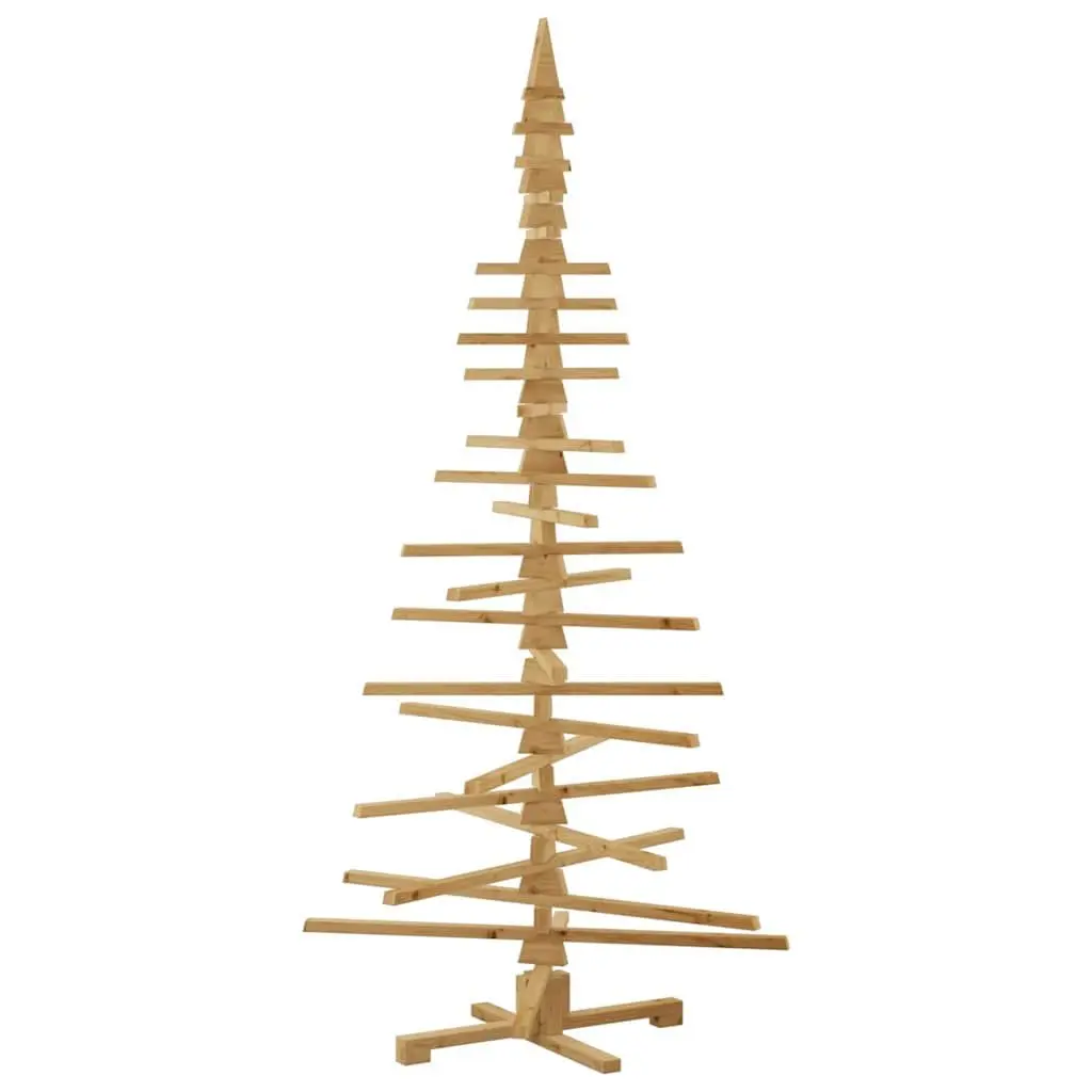 Wooden Christmas Tree Solid Pine 210 cm Brown Adjustable Branches DIY