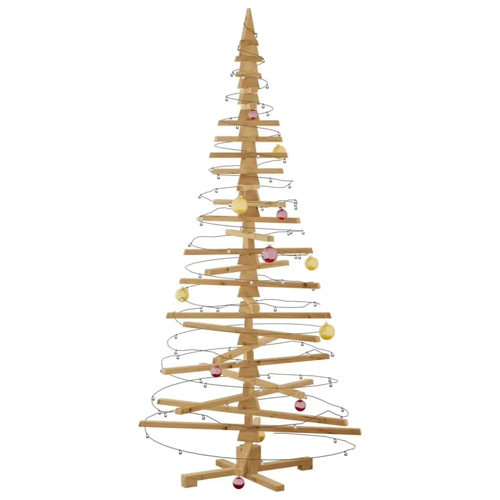 Wooden Christmas Tree Solid Pine 210 cm Brown Adjustable Branches DIY