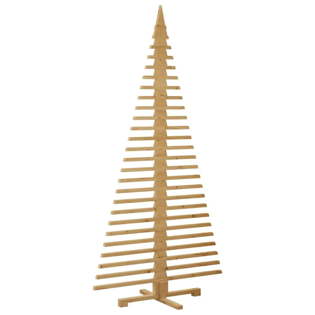 Wooden Christmas Tree Solid Pine 210 cm Brown Adjustable Branches DIY