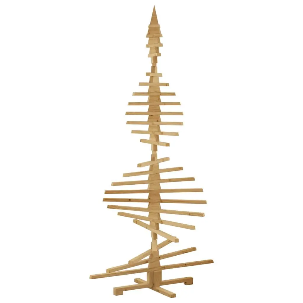 Wooden Christmas Tree Solid Pine 210 cm Brown Adjustable Branches DIY