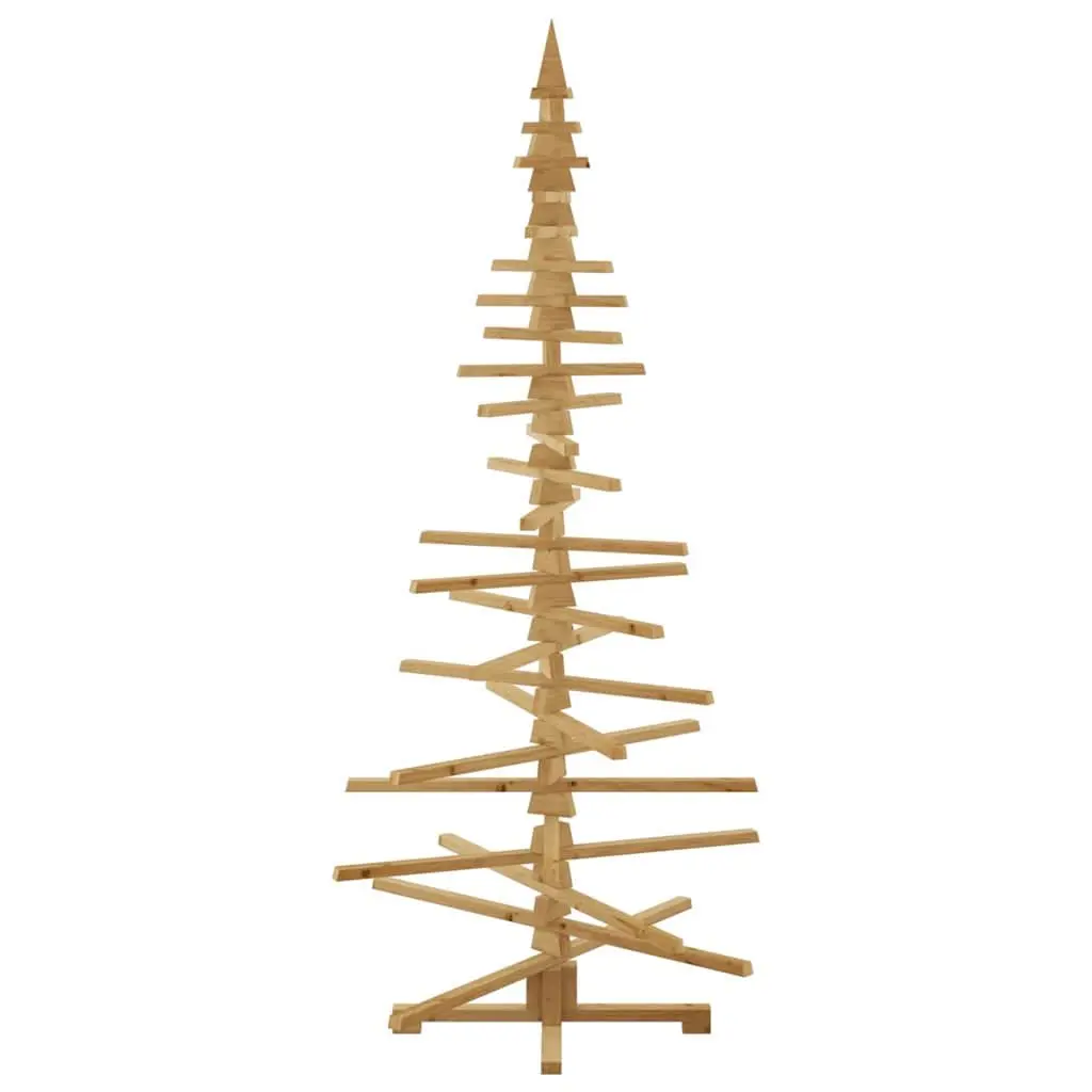 Wooden Christmas Tree Solid Pine 210 cm Brown Adjustable Branches DIY
