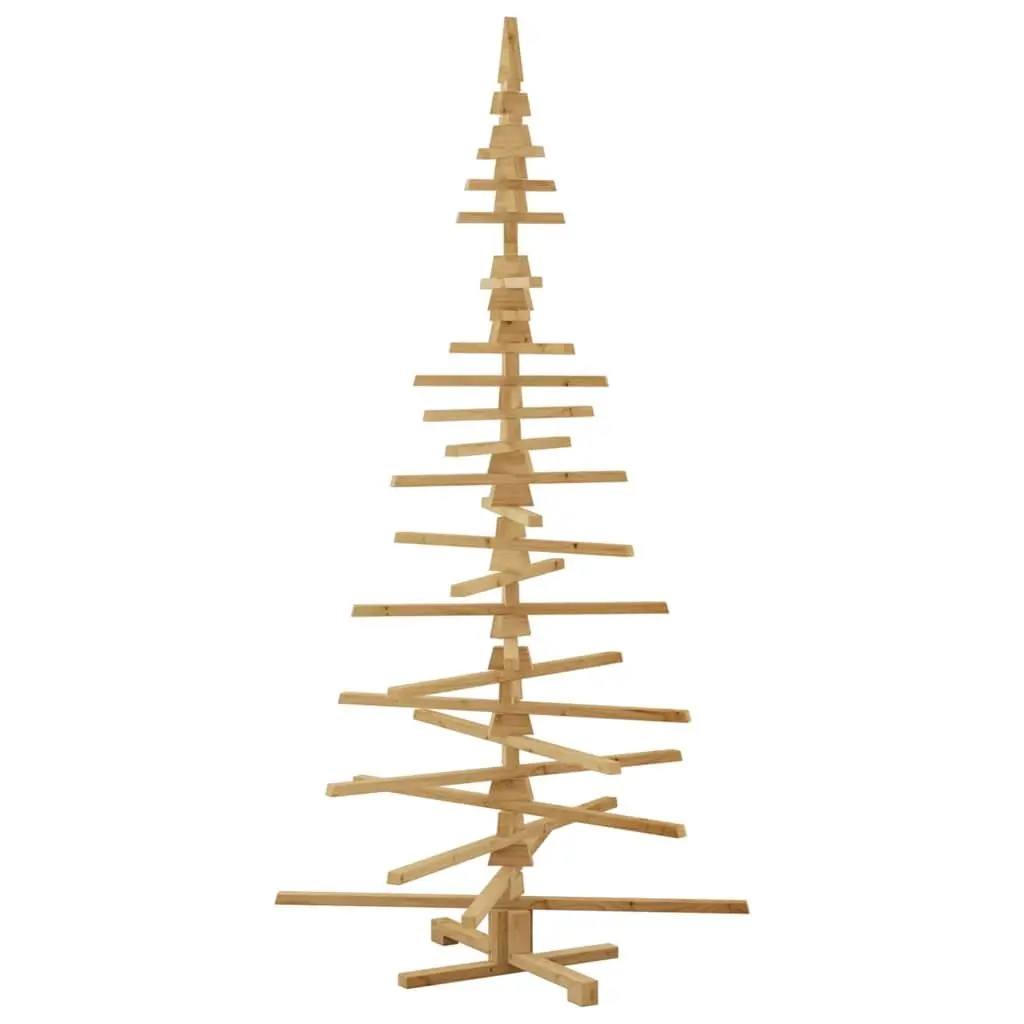 Wooden Christmas Tree Solid Pine 210 cm Brown Adjustable Branches DIY