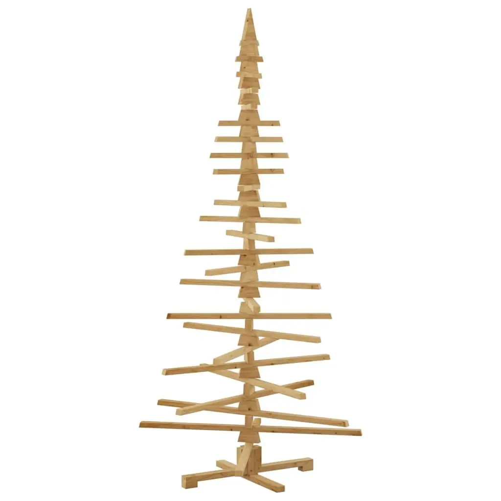 Wooden Christmas Tree Solid Pine 210 cm Brown Adjustable Branches DIY