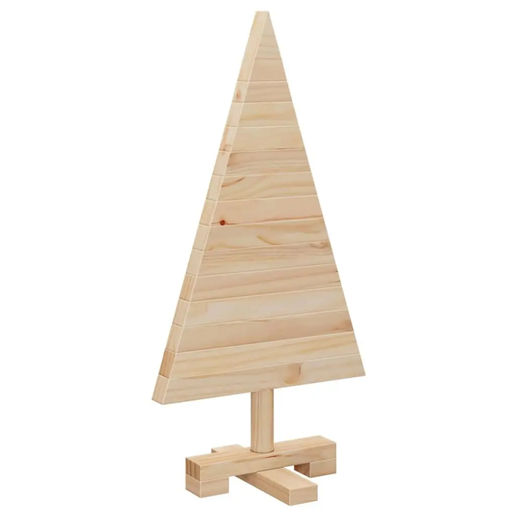 Natural Pine Wood Christmas Tree 60cm with Stand Brown Solid Wooden Holiday