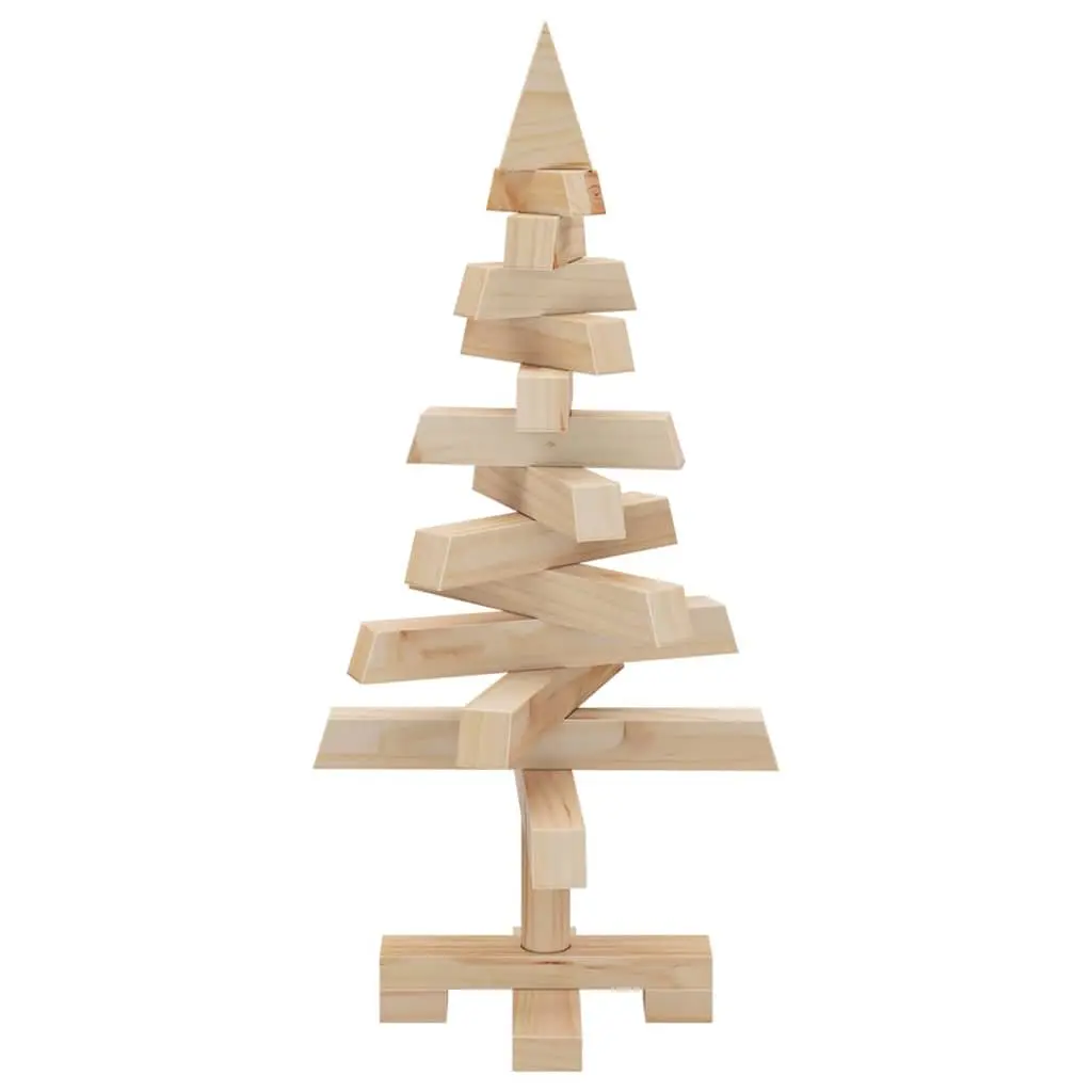 Natural Pine Wood Christmas Tree 60cm with Stand Brown Solid Wooden Holiday