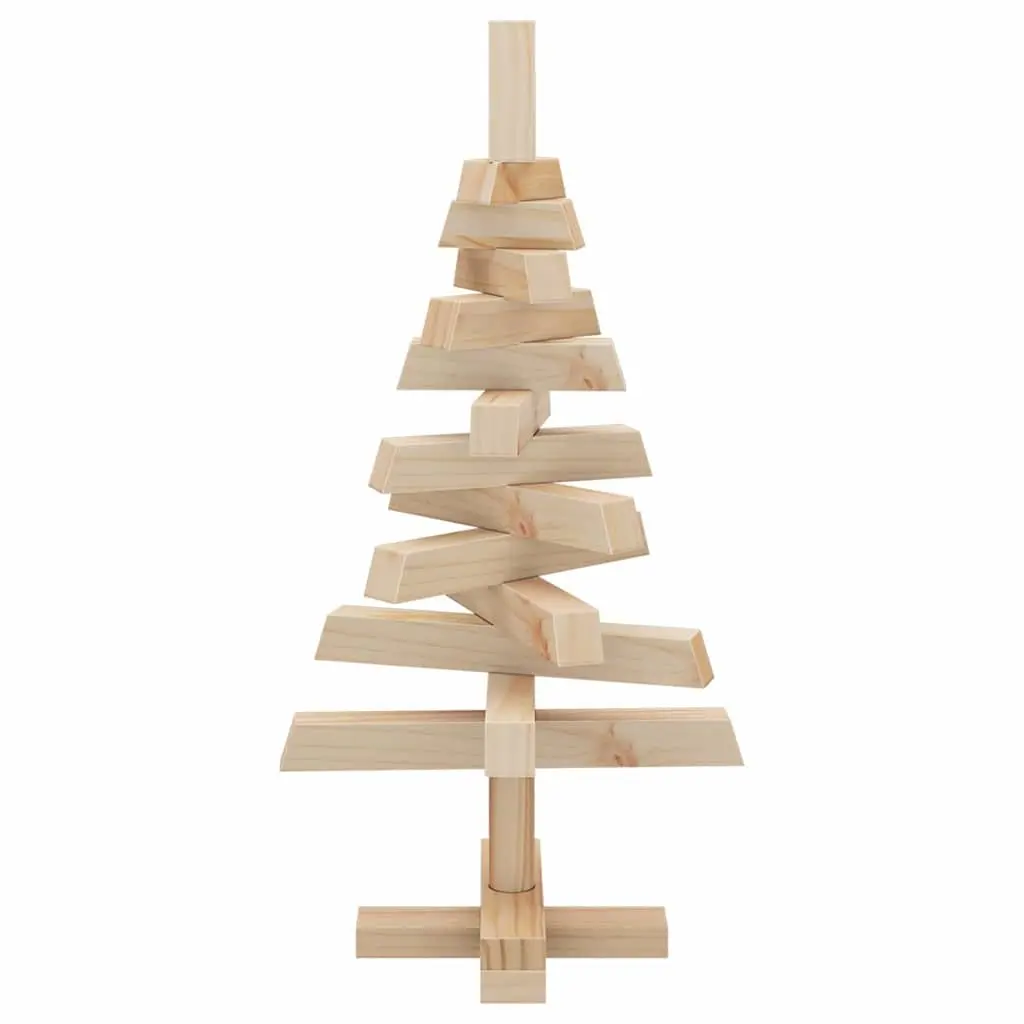 Natural Pine Wood Christmas Tree 60cm with Stand Brown Solid Wooden Holiday