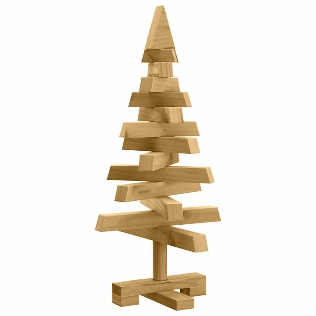 Wooden Christmas Tree Solid Pine 60cm Brown Seasonal Home Garden Decor