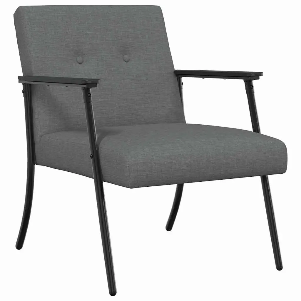 Armchair Dark Grey Fabric Ergonomic Foam Cushion Indoor Lounge Chair