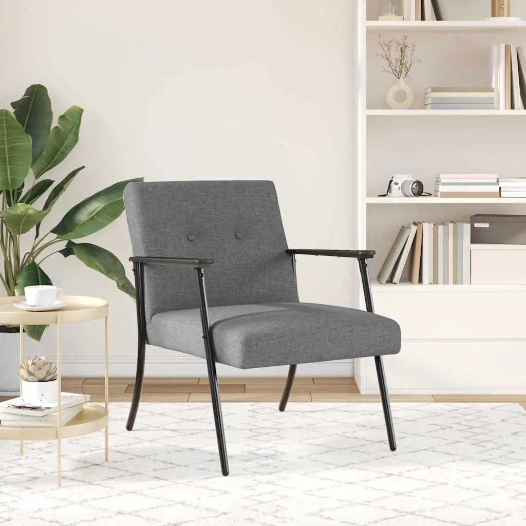 Armchair Dark Grey Fabric Ergonomic Foam Cushion Indoor Lounge Chair