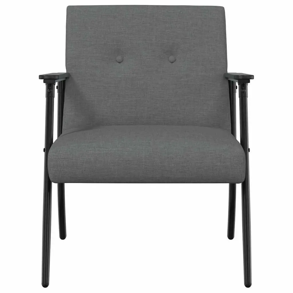 Armchair Dark Grey Fabric Ergonomic Foam Cushion Indoor Lounge Chair