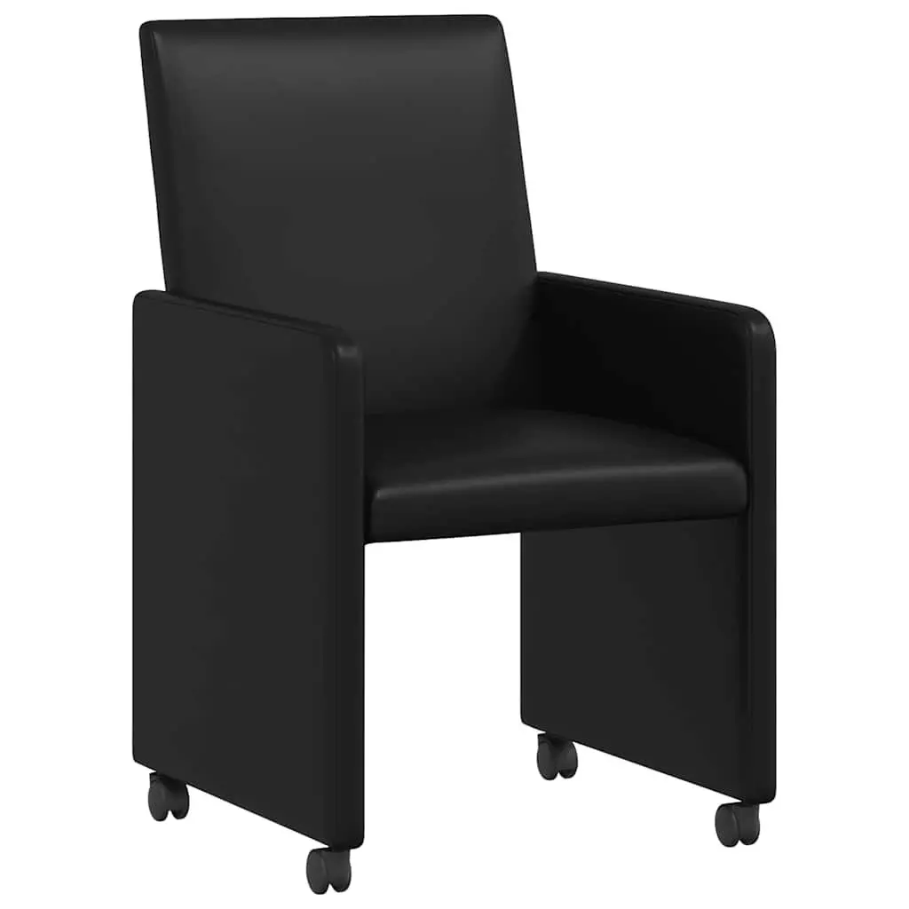 Dining Chairs Faux Leather 2 pcs Black Kitchen Room Seating Furniture