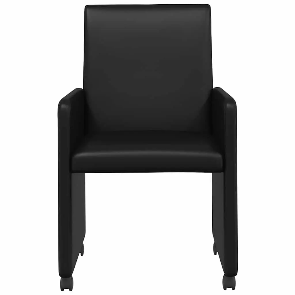 Dining Chairs Faux Leather 2 pcs Black Kitchen Room Seating Furniture