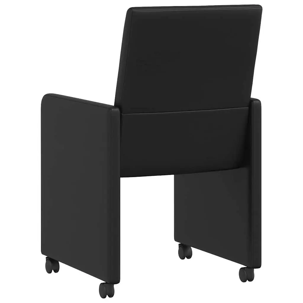 Dining Chairs Faux Leather 2 pcs Black Kitchen Room Seating Furniture