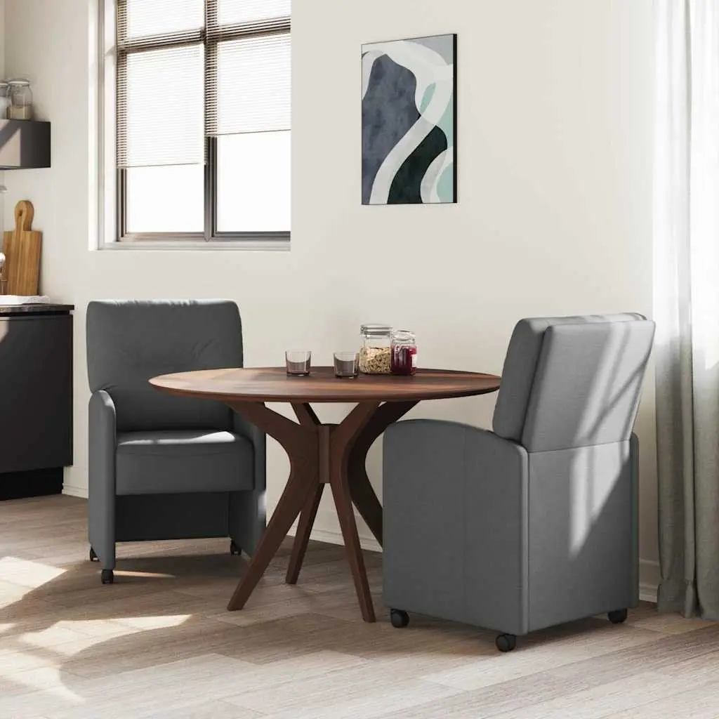 Dining Chairs with Wheels 2 pcs Grey Modern Kitchen Seating Ergonomic Design