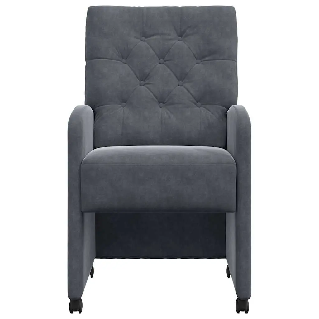 Dining Chairs with Wheels Velvet Upholstered Dark Grey Plywood and Metal 2 Piece Set