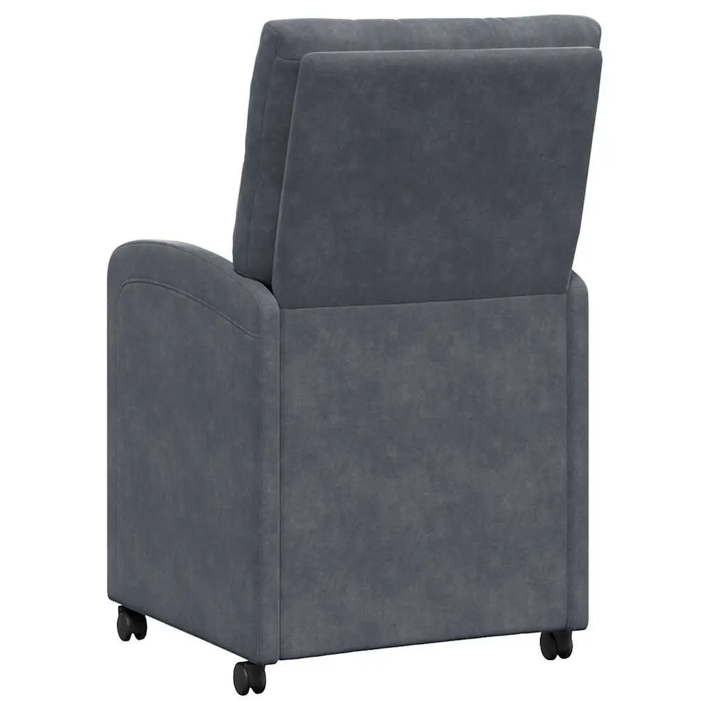 Dining Chairs with Wheels Velvet Upholstered Dark Grey Plywood and Metal 2 Piece Set