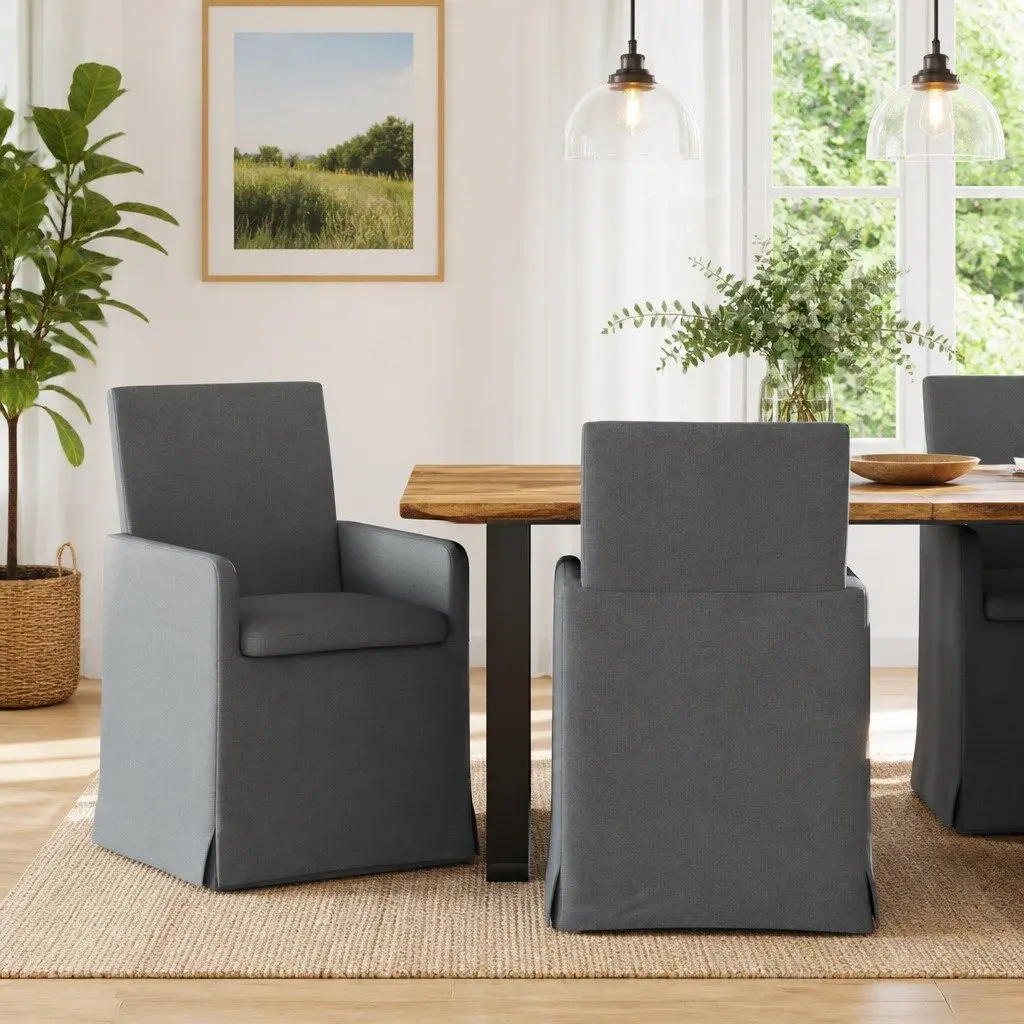 Dining Chairs Plywood and Metal 57 x 67 x 95 cm Green Set of 2 Modern Kitchen Furniture Wheels Armrest Ergonomic