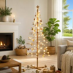 Versatile Wooden Christmas Tree 210cm for Home Use