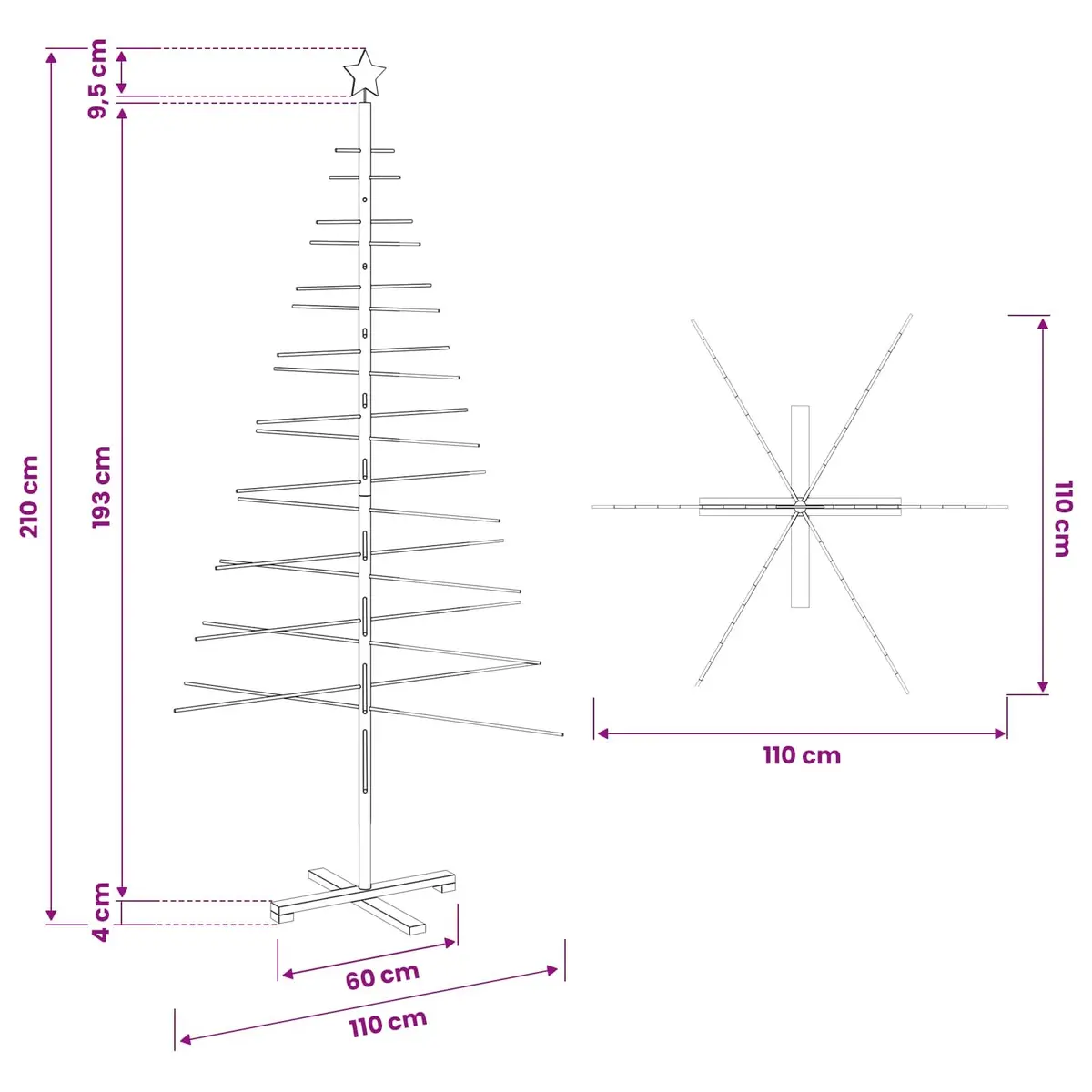 Wooden Christmas Tree 210cm for Home Use