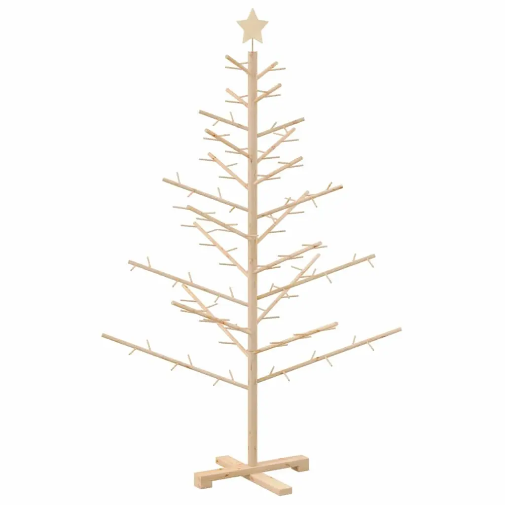 Wooden Christmas Tree with Stand Natural 150cm Solid Pine Indoor Holiday