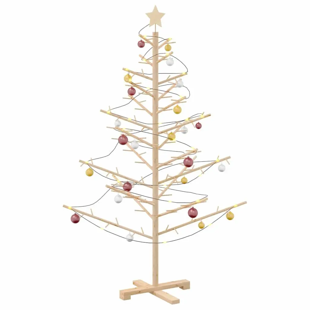 Wooden Christmas Tree with Stand Natural 150cm Solid Pine Indoor Holiday