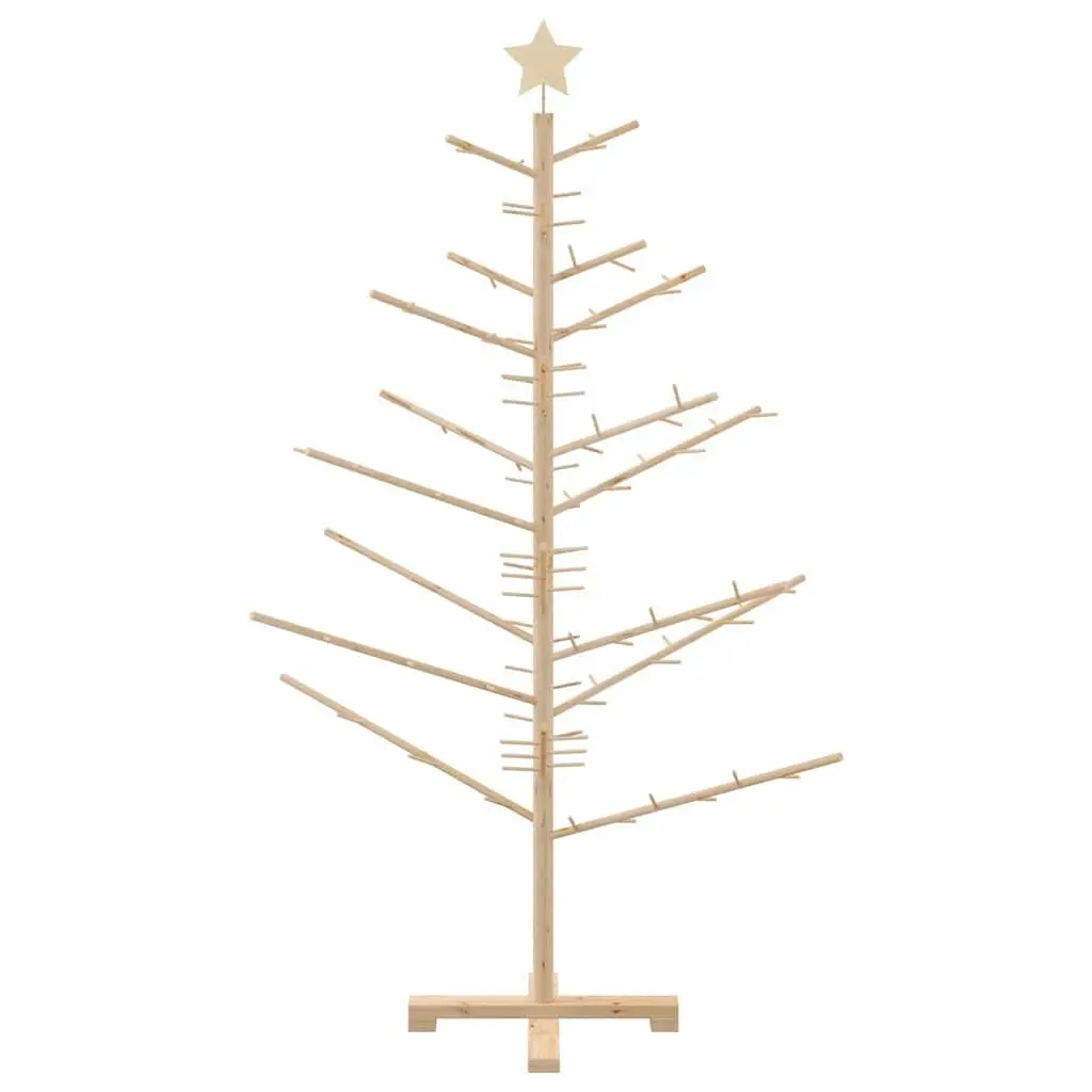 Wooden Christmas Tree with Stand Natural 150cm Solid Pine Indoor Holiday
