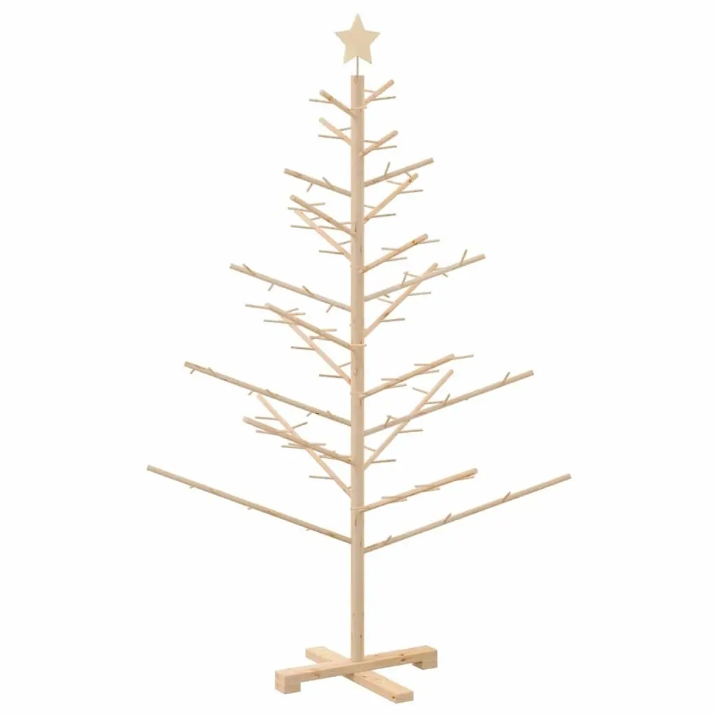 Wooden Christmas Tree with Stand Natural 150cm Solid Pine Indoor Holiday