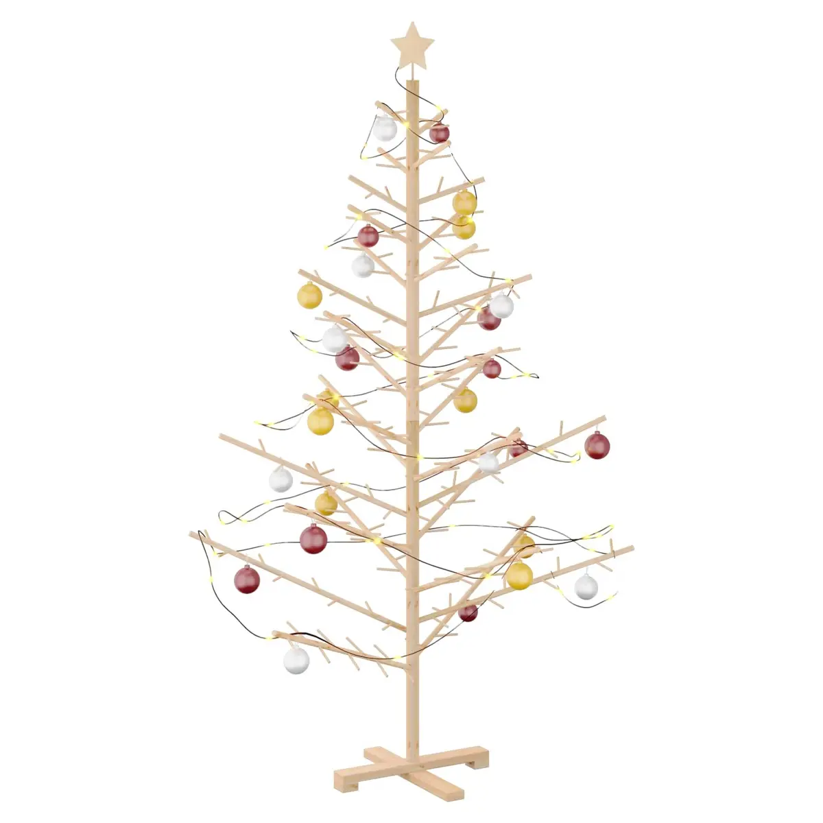 Wooden Christmas Tree with Stand Natural 180cm Indoor Holiday Seasonal