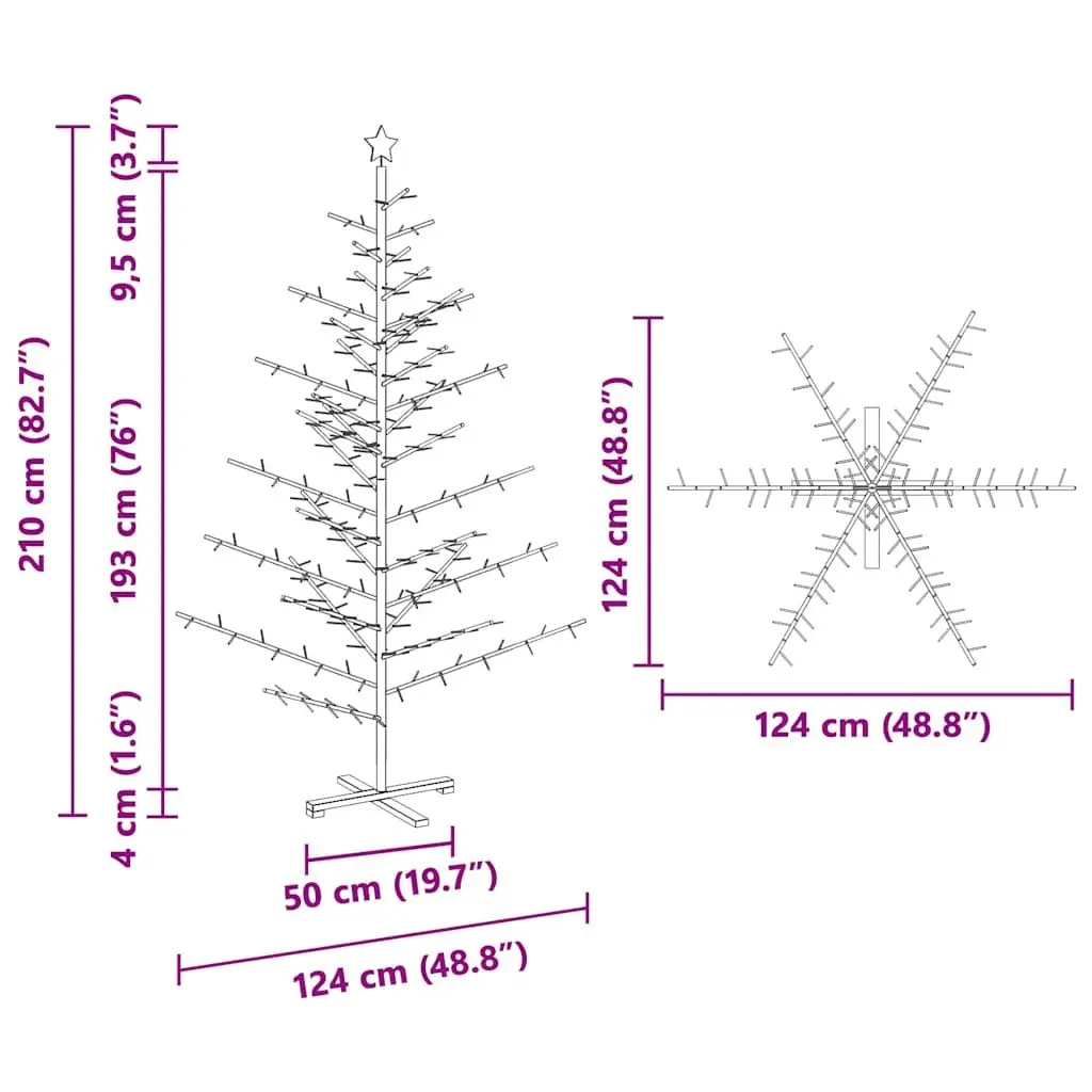 210cm Wooden Christmas Tree with Stand
