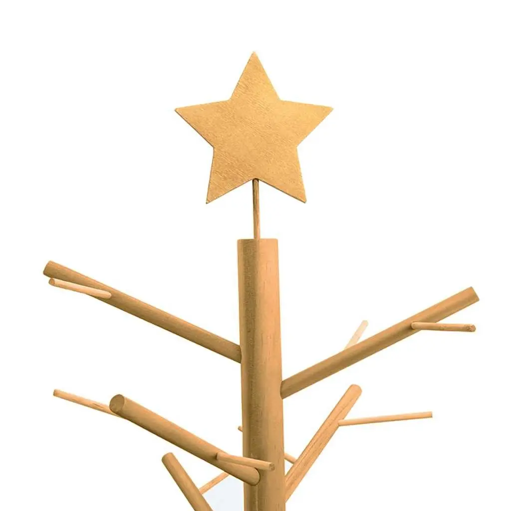 Wooden Christmas Tree with Stand 180cm Brown Solid Pine Holiday Seasonal Decor