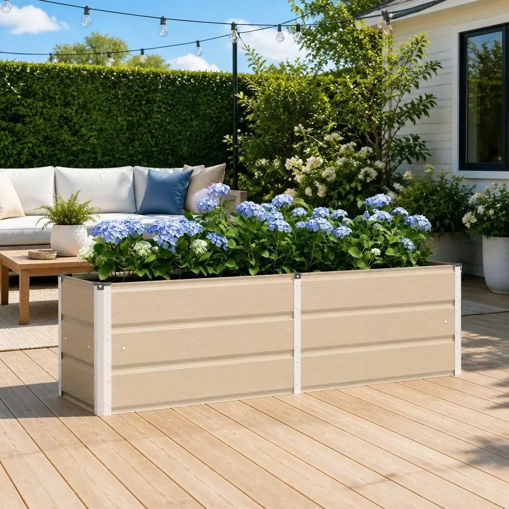 Planter Steel Ivory 160 x 40 x 45 cm
