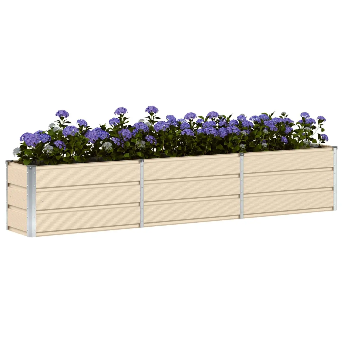 Steel Planter 240 x 40 x 45 cm Ivory Indoor Outdoor Raised Bed