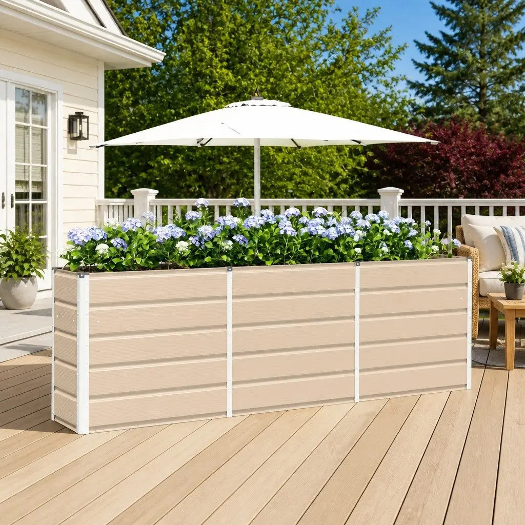 Ivory Steel Planter for Home Decor