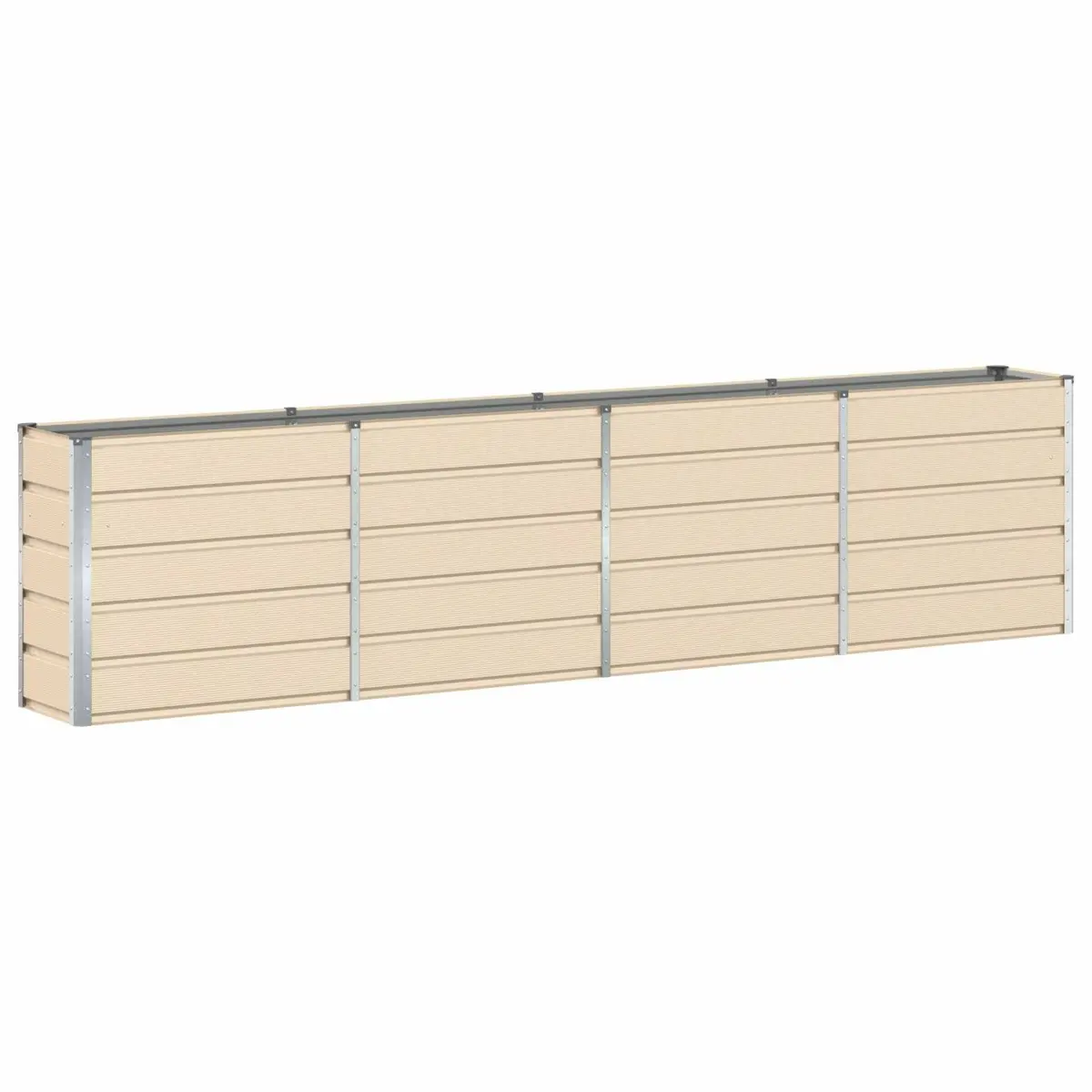 Steel Planter Ivory 320 x 40 x 75 cm Modern Garden Patio Indoor Outdoor Pot
