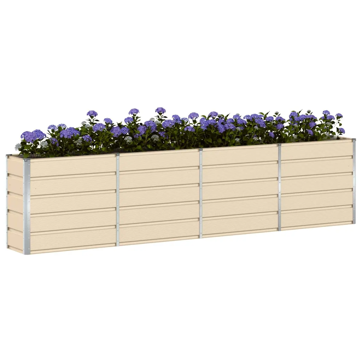 Steel Planter Ivory 320 x 40 x 75 cm Modern Garden Patio Indoor Outdoor Pot