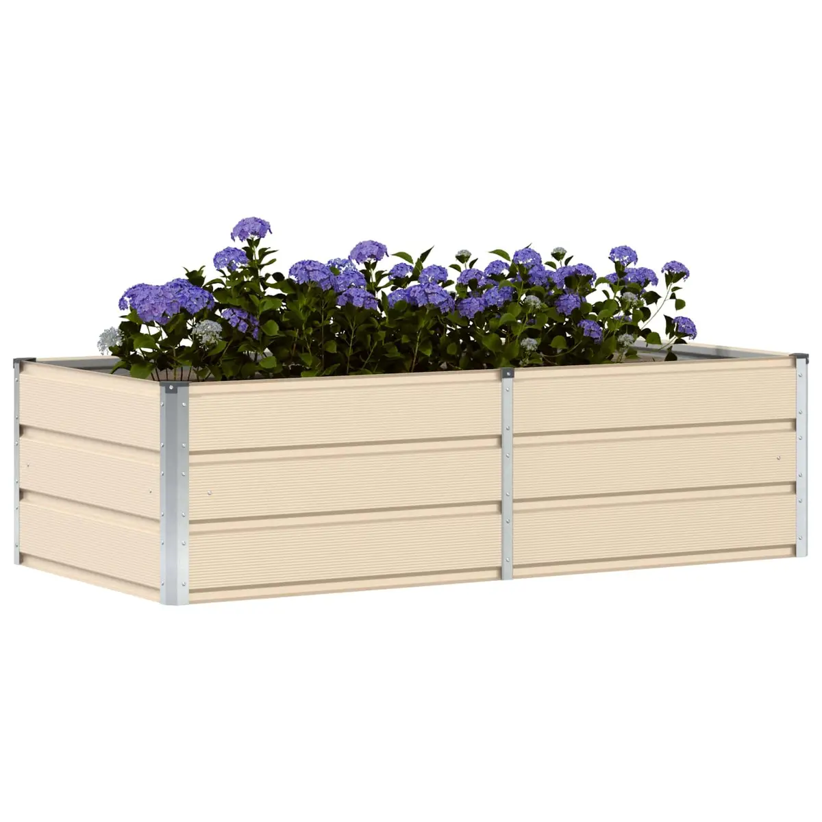 Garden Planter Steel and Plastic 160x80x45cm Ivory Outdoor Indoor Pot Large Decorative