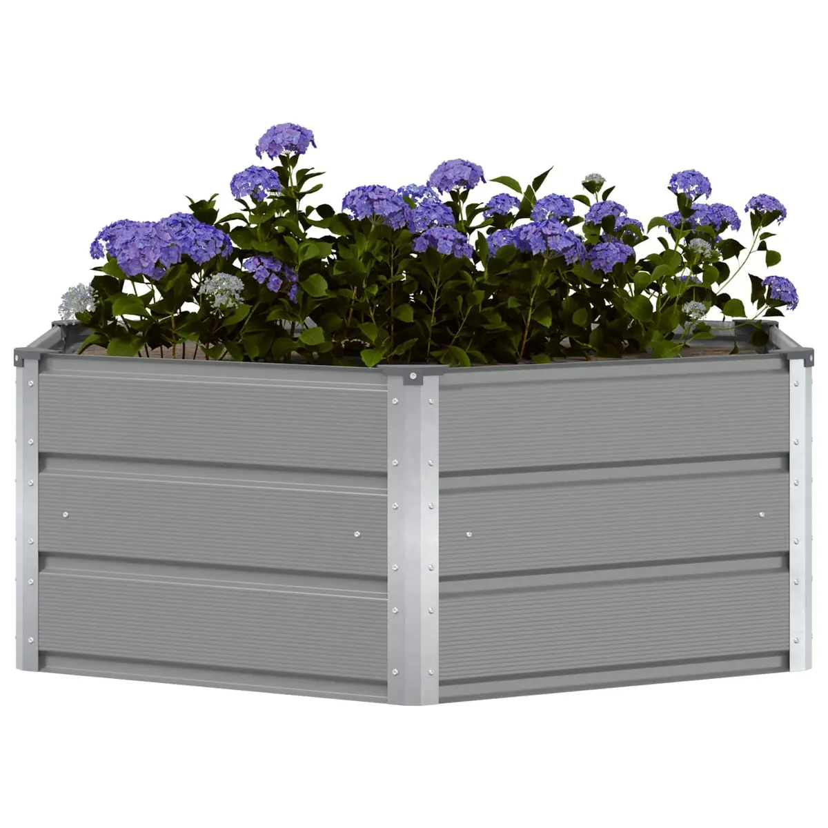Steel Planter Hexagonal Light Grey 129x129x45cm Durable Outdoor Pot Garden Contemporary