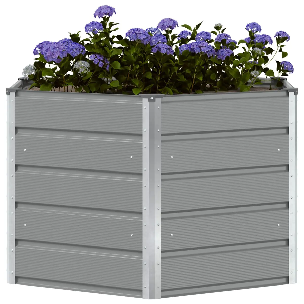 Hexagon Steel Planter Light Grey 129x129x75cm Garden Outdoor Flower Pot