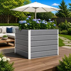 Light Grey Steel Planter for Gardens - Practical Outdoor Use