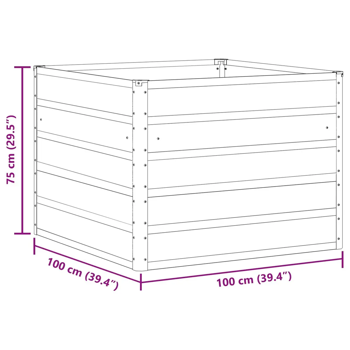 Steel Planter Modern 100 x 100 x 75 cm Light Grey
