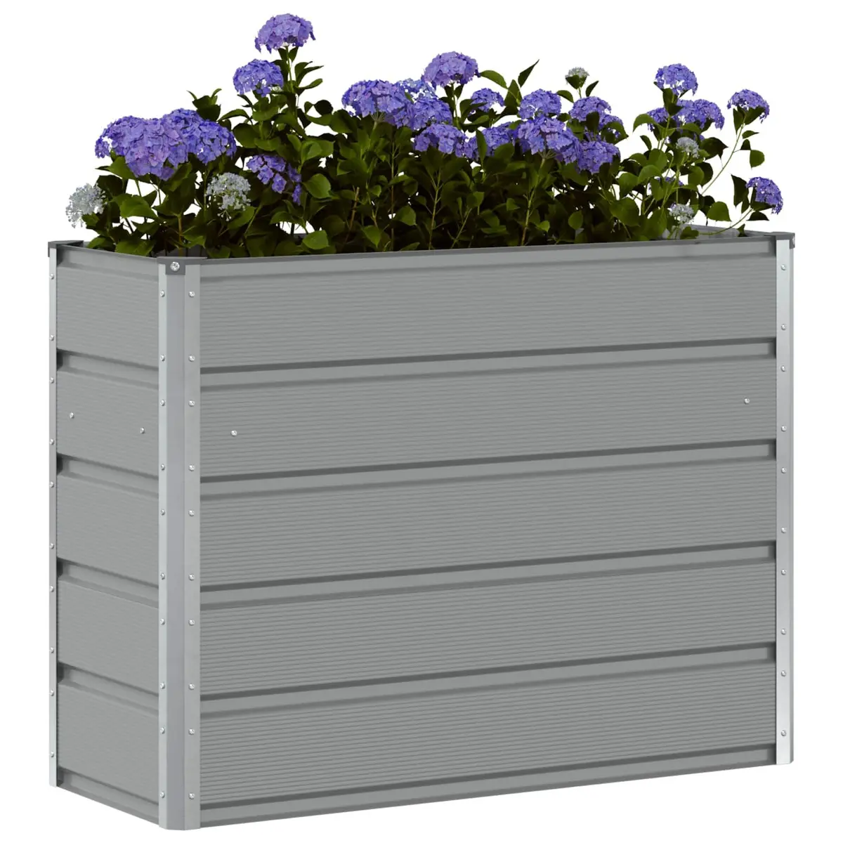 Planter Steel Frame Light Grey 100cm Length 40cm Width 75cm Height Indoor Outdoor Garden Patio Container
