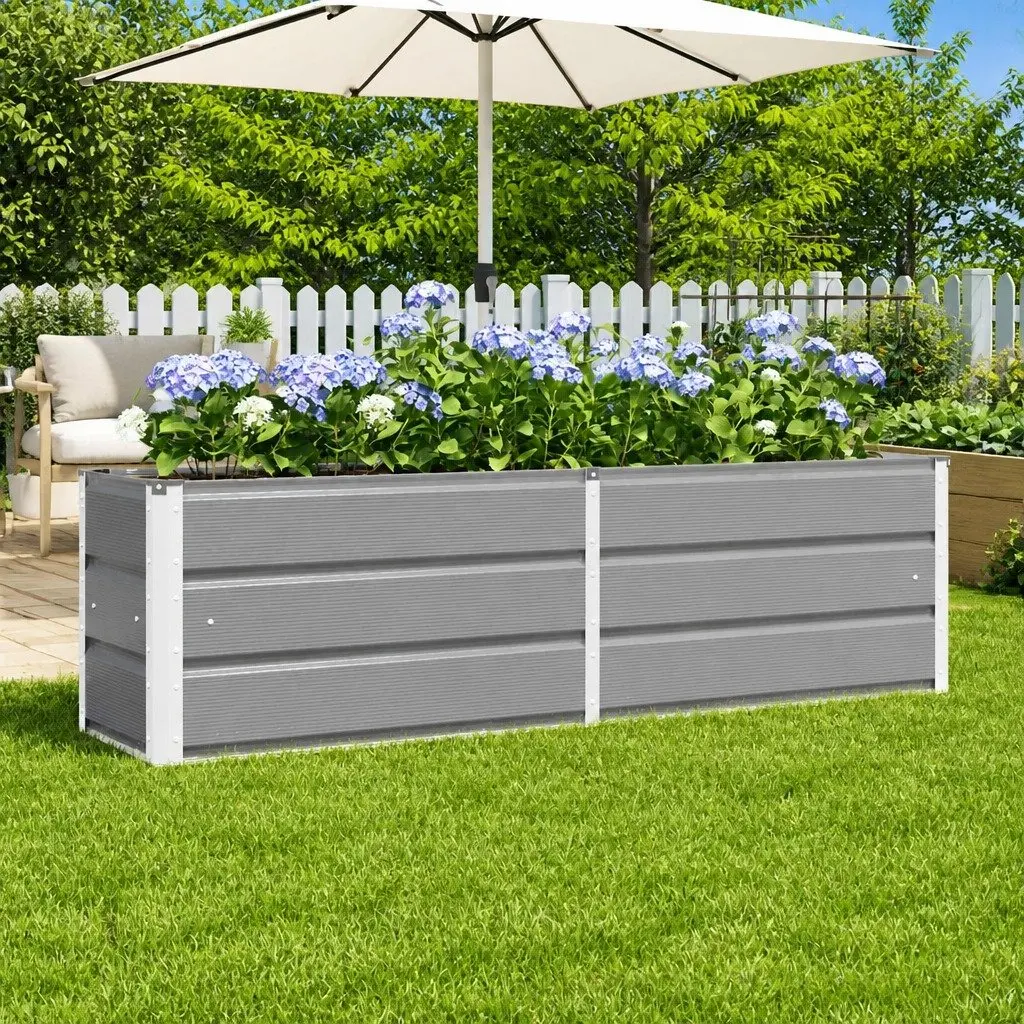 Planter Light Grey Steel Garden Outdoor Indoor Pot Large Modern Design 160cm