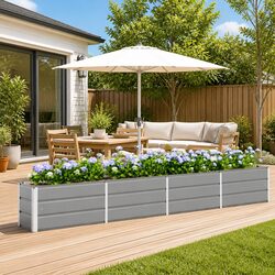 Practical Light Grey Steel Planter for Various Settings 320 x 40 x 45 cm