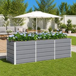 Versatile Light Grey Steel Planter for Any Home Setting 240x80x75cm